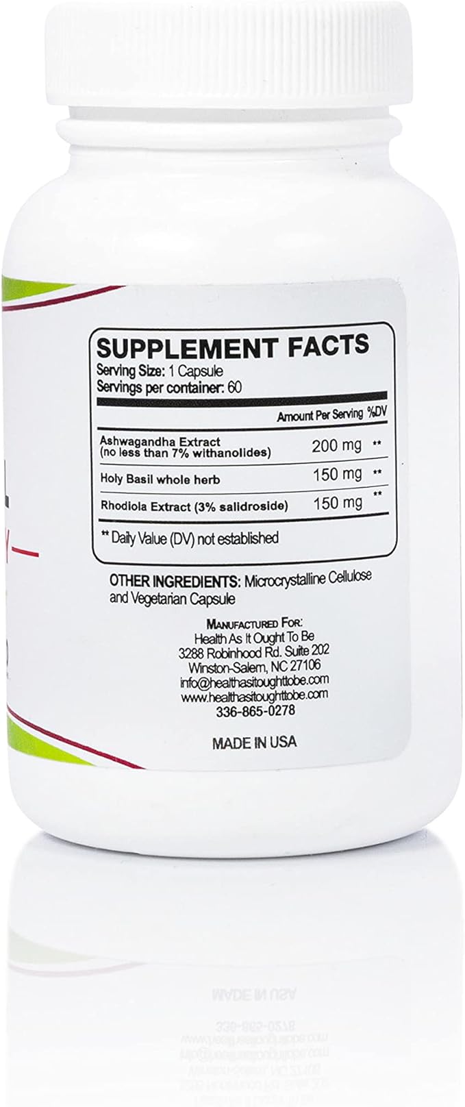 Health As It Ought To Be Adrenal Syn3rgy Supplement | Physician Formulated Capsules with Ashwagandha, Holy Basil, and Rhodiola | 60 Capsules