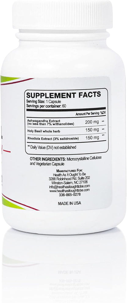 Health As It Ought To Be Adrenal Syn3rgy Supplement | Physician Formulated Capsules with Ashwagandha, Holy Basil, and Rhodiola | 60 Capsules