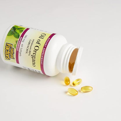 Natural Factors - Oil of Oregano 180mg, With Extra Virgin Olive Oil, 60 Count