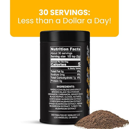 Inner Elevate Mushroom Chai - Ultimate Coffee Alternative - Adaptogenic Mushroom Tea Drink with Lion's Mane, Cordyceps, Chaga, Reishi, Turkey Tail (35 Servings)