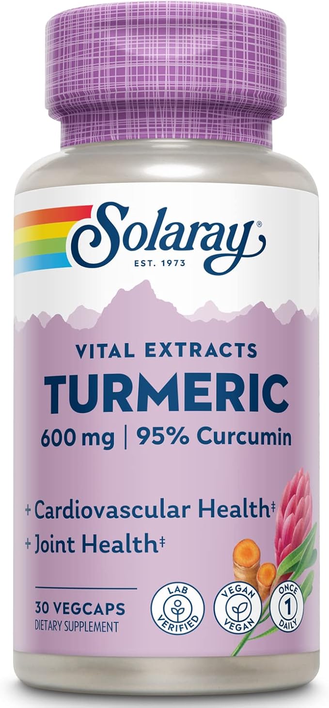 SOLARAY Turmeric Root Extract 570 mg - Turmeric Curcumin Capsules - with 95% Curcumin - Heart Health and Joint Health Support - Lab Verified, 60-Day Guarantee - 60 Servings, 60 VegCaps (30 CT)