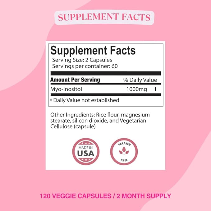 BIOLABS PRO Myo-Inositol Supplement 1000mg – Natural Dietary Support for Cellular Health & Wellness, Premium Non-GMO, Gluten-Free, Kosher Certified, Paraben-Free - (120 Caps - 2-Month Supply)