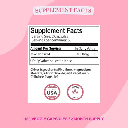 BIOLABS PRO Myo-Inositol Supplement 1000mg – Natural Dietary Support for Cellular Health & Wellness, Premium Non-GMO, Gluten-Free, Kosher Certified, Paraben-Free - (120 Caps - 2-Month Supply)