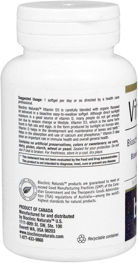 Bioclinic Naturals - Vitamin D3 5000 IU, 180 Softgels