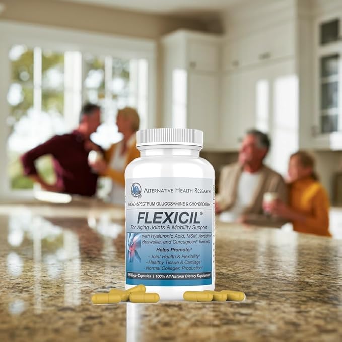 Flexicil Advanced Joint Mobility & Support | Glucosamine, Chondroitin, MSM, Hyaluronic Acid, Turmeric, Boswellia | Broad-Spectrum Bio-Enhanced Ingredients | 120 Vege-Capsules | 30-Day Supply
