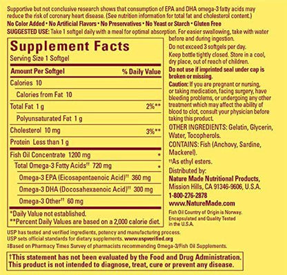 Nature Made (One a Day) Fish Oil, 1200mg 120-Count