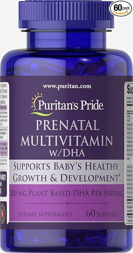 Prenatal Multivitamin with DHA, Supports Baby's Growth and Development**, 60 Softgels, by Puritan's Pride®