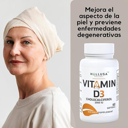 Vitamin D3 2000 IU, Immune Support Supplement, 60 SOFTGELS