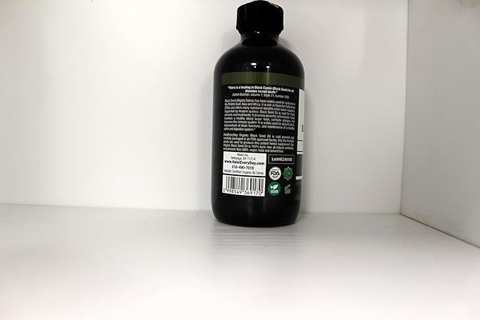 HalalEveryDay Organic Black Seed Oil - USDA Certified Cold Pressed Glass Bottle Over 1.5%