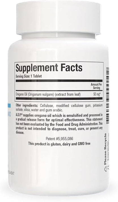 Biotics Research A.D.P.- Emulsified Oil of Oregano -Patented Formula, Wild Oregano Oil 50mg/S- Highly Concentrated Carvacrol - Sustained Release for High Absorption, GI Health –120 Tablets