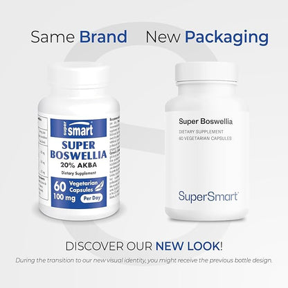 Supersmart - Super Boswellia Extract 100mg per Day (Patented & High Strength) - ApresFlex Boswellia Serrata Supplement - 20% AKBA | Non-GMO & Gluten Free - 60 Vegetarian Capsules