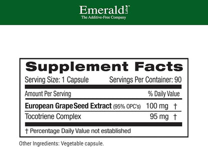EMERALD LABS European Grape Seed Extract - Antioxidant & Immune Support Supplement - Supports Healthy Blood Flow - 90 Vegetable Capsules (90-Day Supply)