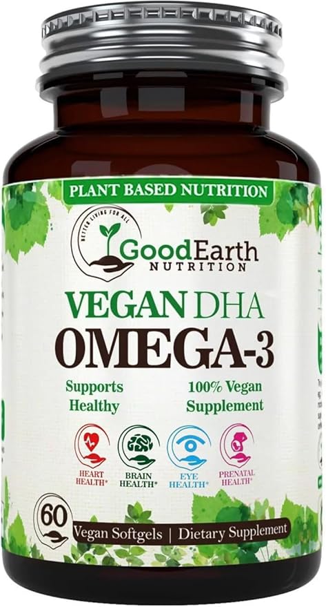 Algal Oil - Vegan DHA Omega 3 Fish Oil Supplements - Brain Booster,Supplement & Prenatal Vitamin -Provides Healthy Heart & Immune Support - Burpless Algae Supplement - 60 Mini Fish Softgels