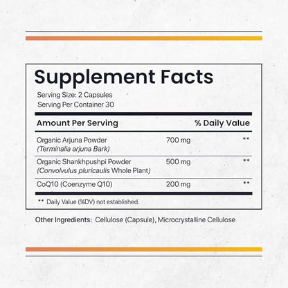 Nature's Pure Blend CoQ10 Plus – Antioxidant Formula with Arjuna & Shankhpushpi – CoQ10 Ubiquinol for Circulation, Blood Flow & Energy – Coenzyme Q10 Supplement for Immune System – 60 Capsules