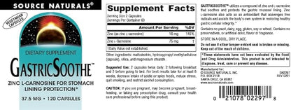 Source Naturals GastricSoothe Zinc L-Carnosine* - 120 Veggie Caps
