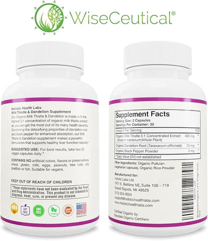 All-Natural Liver and Gut Support | Organic Milk Thistle, Organic Dandelion Root & Organic Black Pepper | Ginger, Artichoke Leaf Extract, Deglycerized Licorice Root & Patented Zinc Carnosine
