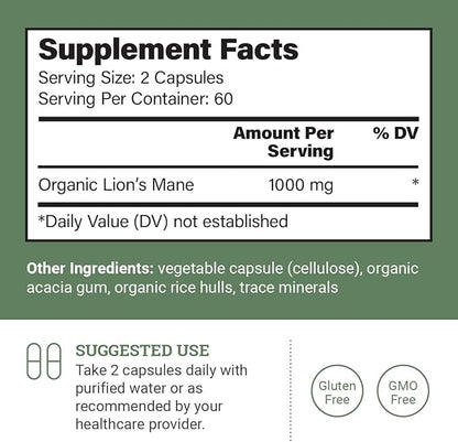 Earth Harmony Vegan Vitamin D3 5000 iu & Organic Lion's Mane 1000mg Supplement - 120 Capsules Each