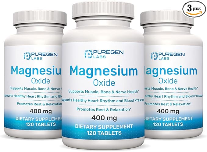 Magnesium 400mg [High Potency] Supplement – Magnesium Oxide for Immune Support, Muscle Recovery, Leg Cramps, Relaxation - 3 Pack | Total 360 Count