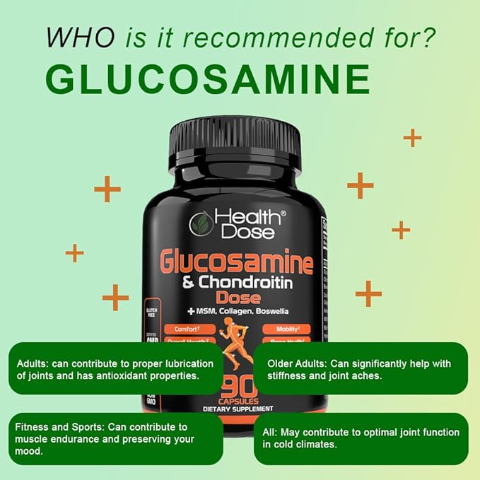 Glucosamine Plus Premium Joint Support - with MSM, Collagen & Boswellia - 90 Capsules - Antioxidant Properties for Cartilage Support, Joint Health & Mobility Pack of 2.