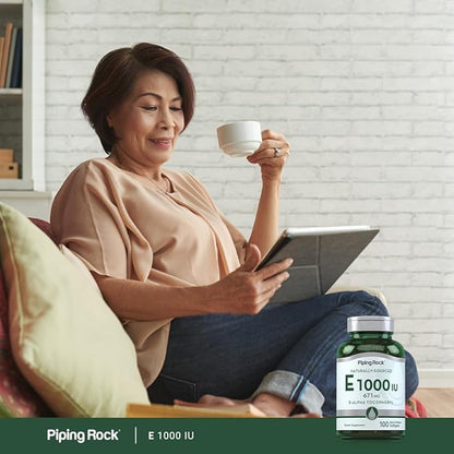 Piping Rock Vitamin E 1000 IU Softgel Capsules | 671mg | 100 Pills | D-Alpha Tocopheryl Supplement | Non-GMO, Gluten Free