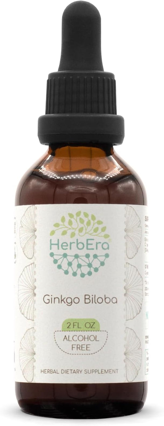 Ginkgo Biloba B60 Alcohol-Free Herbal Extract Tincture, Concentrated Liquid Drops Natural Ginkgo Biloba (Ginkgo Biloba) Dried Leaf 2 fl oz