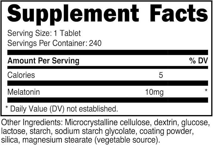 Nutricost Melatonin 10mg, 240 Tablets - 10mg Per Serving, Non-GMO, Gluten Free