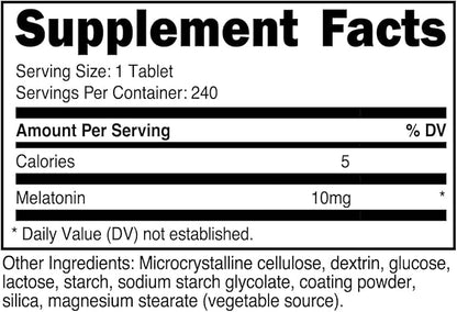 Nutricost Melatonin 10mg, 240 Tablets - 10mg Per Serving, Non-GMO, Gluten Free