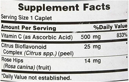 Puritan's Pride Vitamin C-500 mg with Bioflavonoids & Rose HIPS 100 Caplets