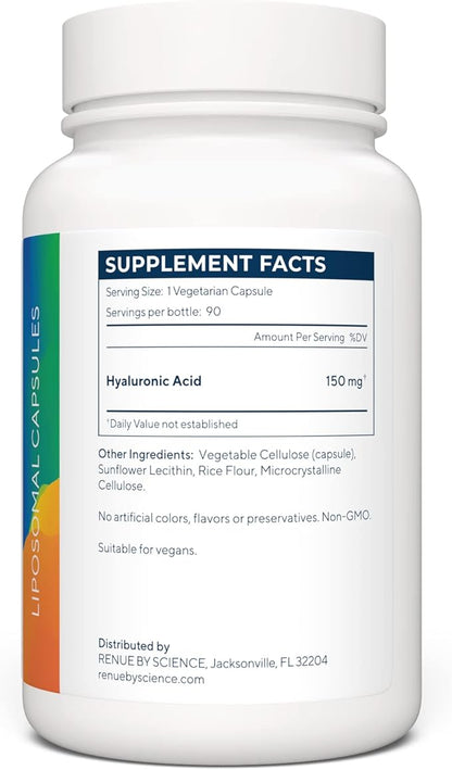 Hyaluronic Acid | HLA Liposomal Hyaluronic Acid Supplements | 90 Acido Hialuronico Capsules - 150mg Hylunaric Acid per Serving | Non-GMO | Made in The USA Third-Party Tested