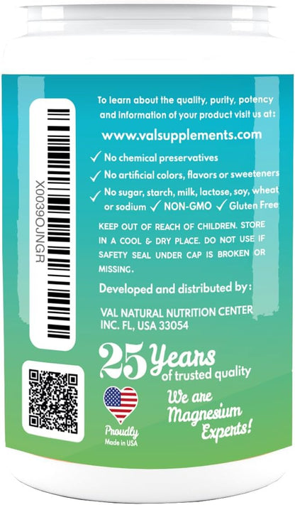 VAL Triple Magnesium Complex, 400mg of Magnesium Glycinate, Taurate, Citrate for Muscle Relaxation, Sleep Support, Calm Energy, Support Healthy Magnesium Levels, Vegan, Non-GMO, 90 Capsules
