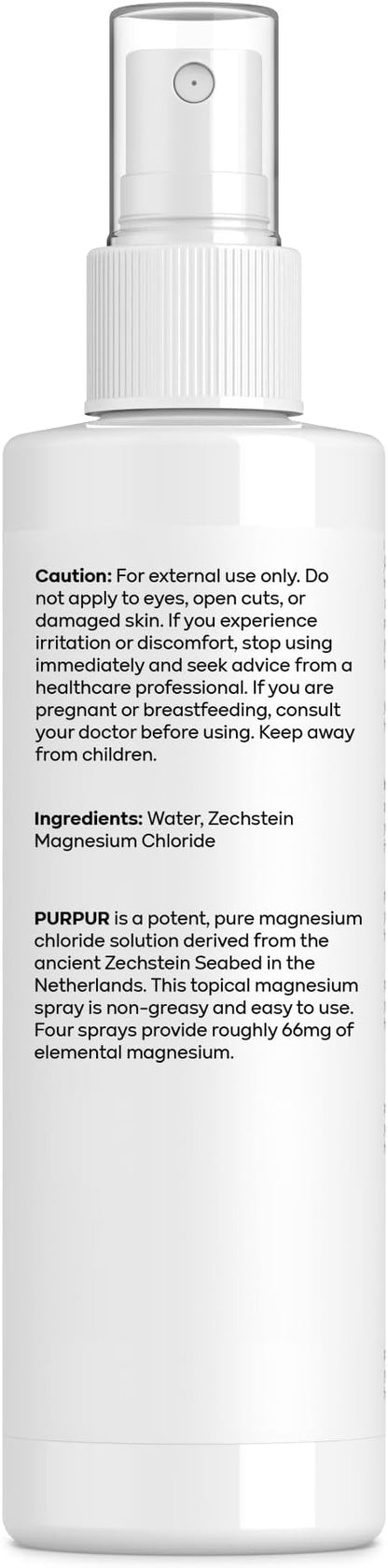 PURPUR Zechstein Magnesium Oil Spray - 100% Pure Topical Magnesium Supplement for Muscle Recovery, Joint Support, and Skin Health, 8 oz