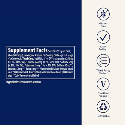 Trace Minerals ConcenTrace Trace Mineral Drops - Liquid Supplement for Bone & Joint Support - Aids Hydration & Electrolyte Restoration - Unflavored-Original, 0.5 oz Pack of 3