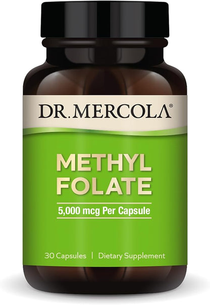 Dr. Mercola, Methyl Folate Dietary Supplement, 30 Servings (30 Capsules), Non-GMO, Soy-Free, Gluten Free
