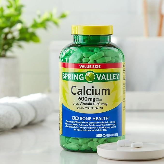 Spring - Valley Calcium 600 mg + Vitamin D 20 mcg - 500 Count with Weekly Pill Organizer GoodDealsHouse - Bone Health Dietary Supplement Tablets