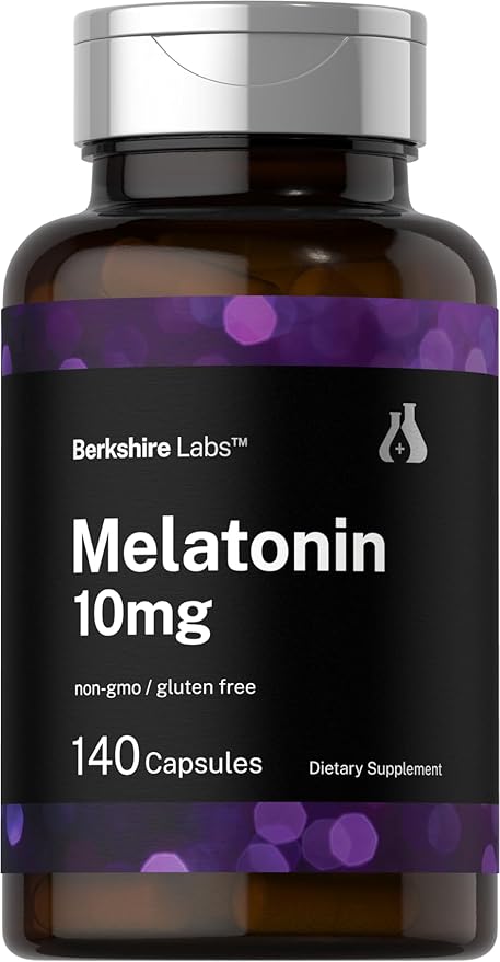 Horbäach Berkshire Labs Melatonin 10mg | 140 Quick Release Capsules | Extra Strength Formula | Non-GMO, Gluten Free Supplement