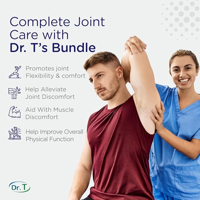 Dr. T Joint Health Bundle: Glucosamine/Chondroitin MSM Cream with Collagen + Joint Support Supplement | Athlete-Grade Joint & Muscle Relief | Non-GMO, Gluten-Free, Made in USA
