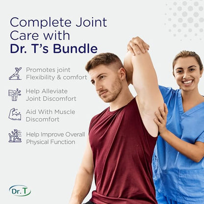 Dr. T Joint Health Bundle: Glucosamine/Chondroitin MSM Cream with Collagen + Joint Support Supplement | Athlete-Grade Joint & Muscle Relief | Non-GMO, Gluten-Free, Made in USA