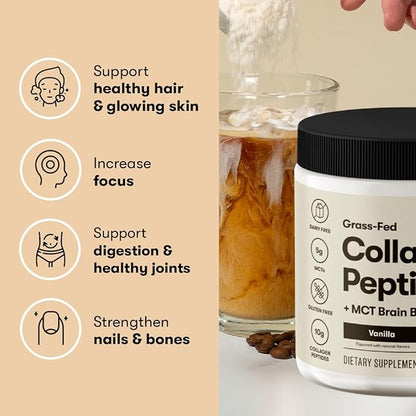 Perfect Keto Collagen Peptides Protein Powder with MCT Oil, Hydrolyzed Collagen, Type I & III Supplement, Gluten Free Grass Fed, Low Carb, Keto Coffee Creamer, Collagen for Women & Men, Salted Caramel