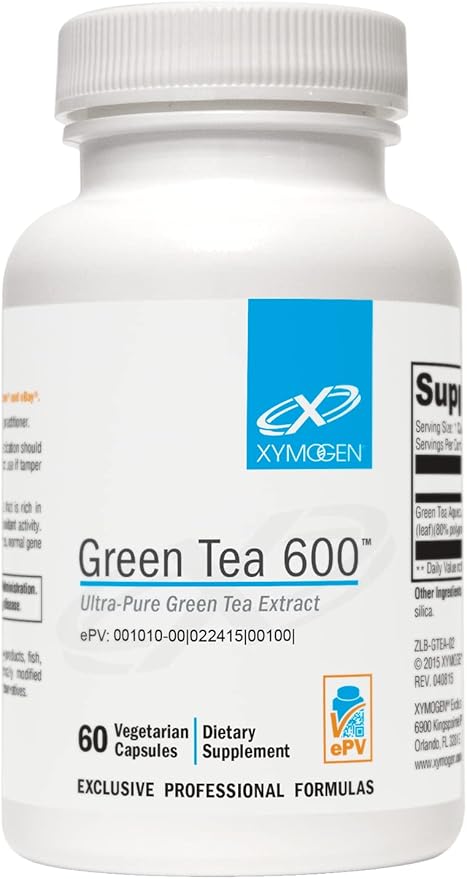 XYMOGEN Green Tea 600 - Ultra Pure Green Tea Extract Capsules - Immune Support Supplement - Supports Heart Health + Brain Health - Gluten Free, Vegan, Non GMO (60 Capsules)