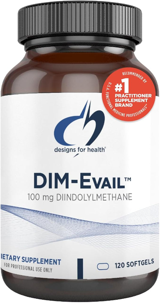 Designs for Health DIM-Evail - 100mg DIM Supplement Enhanced Absorption Diindolylmethane - Supports Healthy Estrogen Metabolism & Women's Health - Non-GMO & Soy-Free (120 Softgels)