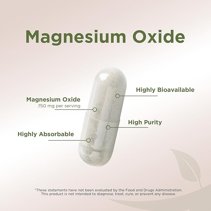Gade Nutrition Pure Magnesium Oxide | Nature Made Magnesium Supplement in Vegetable Capsules | Magnesium Complex Supplement Made in USA | Great Magnesium for Sleep