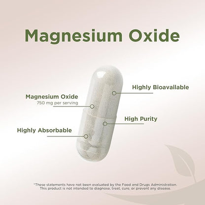 Gade Nutrition Pure Magnesium Oxide | Nature Made Magnesium Supplement in Vegetable Capsules | Magnesium Complex Supplement Made in USA | Great Magnesium for Sleep