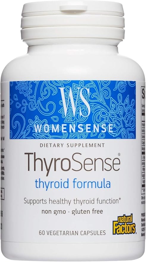 WomenSense ThyroSense by Natural Factors, Natural Supplement to Support Healthy Thyroid Function, Vegetarian, Non-GMO, 60 capsules (30 servings)