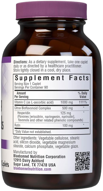 BlueBonnet Vitamin C 1000 mg Plus Bioflavonoids Caplets, 90 Count
