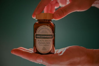 Greenworks Nature's Immune - Advanced Daily Immune Support with Elderberry, Echinacea, Ginger, Turmeric, Oregano, Turkey Tail, Reishi & Maitake - Organic, Vegan, Non-GMO (30 Servings)