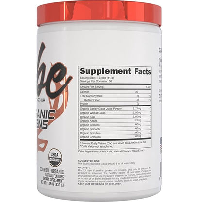 Greens Superfood Powder Orange Sunrise| 8 Most Essential Mixed Greens| Certified 100% Organic | Chlorella, Spinach, Kale, Spirulina, Alfalfa, Broccoli, Wheat Grass, & Barley Grass | 30 SERV | 11.75 OZ