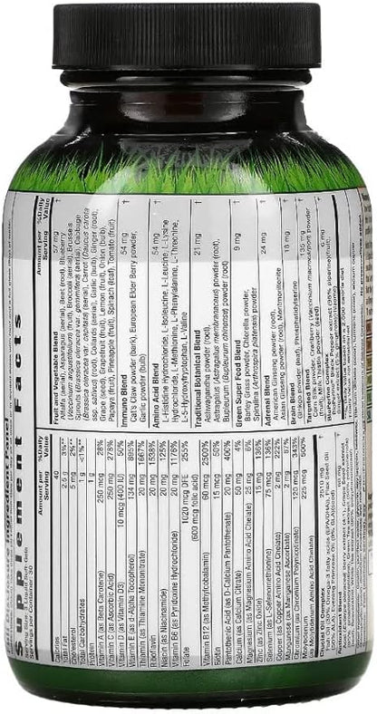 Irwin Naturals Women's Living Green Liquid-Gel Multi Vitamin - 90 Liquid Softgels - 70 Essential Nutrients, Full-Spectrum Vitamins, Wholefood Blend - Targeted Adrenal & Brain Support-30 Total Servings