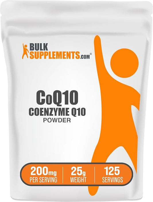 BulkSupplements.com Coenzyme Q10 Powder - CoQ10 Powder, CoQ10 200mg, CoQ10 Supplement - Heart Health Supplements, Gluten Free, 200mg per Serving, 25g (0.88 oz) (Pack of 1)