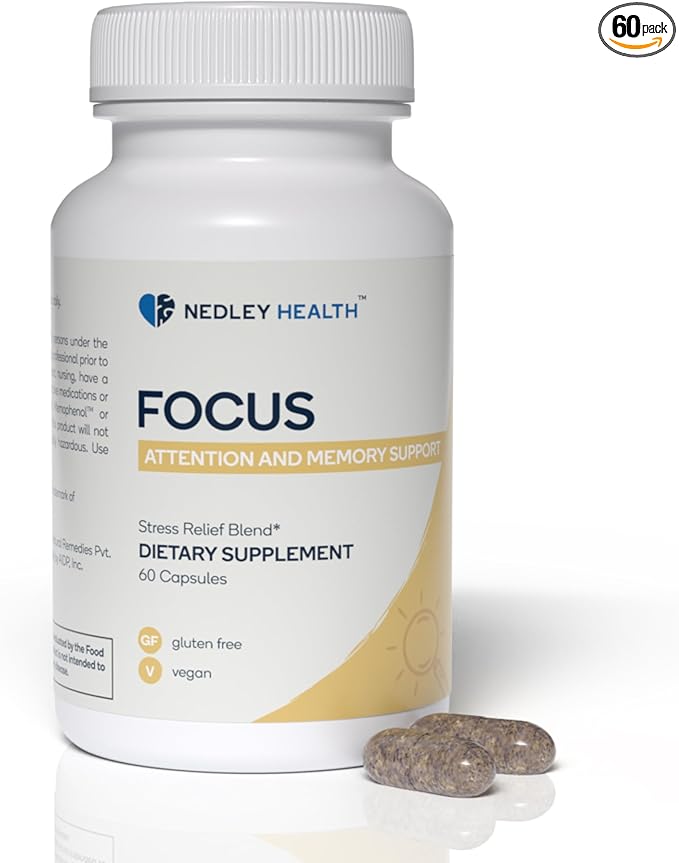 Focus - Premium Cognitive Enhancement Supplement with Natural Nootropics - Memophenol, Bacopa, & DMAE - 60 Veggie Capsules (Focus)