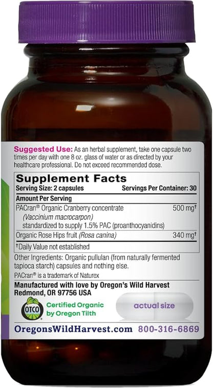 Oregon's Wild Harvest Non-GMO Gluten-Free Cranberry, Organic Herbal Supplements, 60 Count